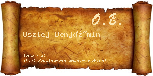 Oszlej Benjámin névjegykártya